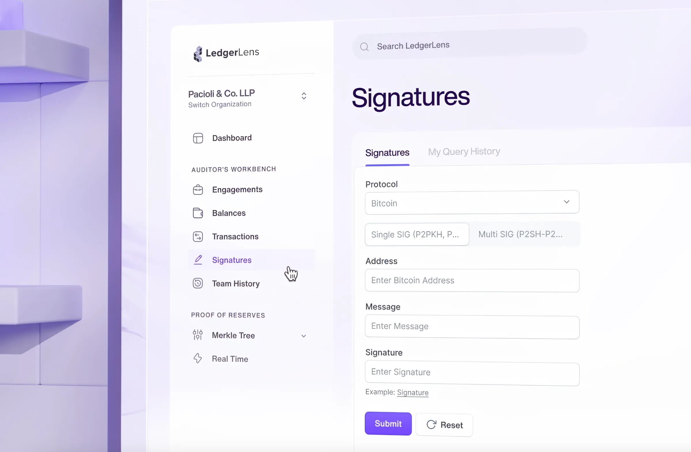 LedgerLens Auditor's Workbench interface