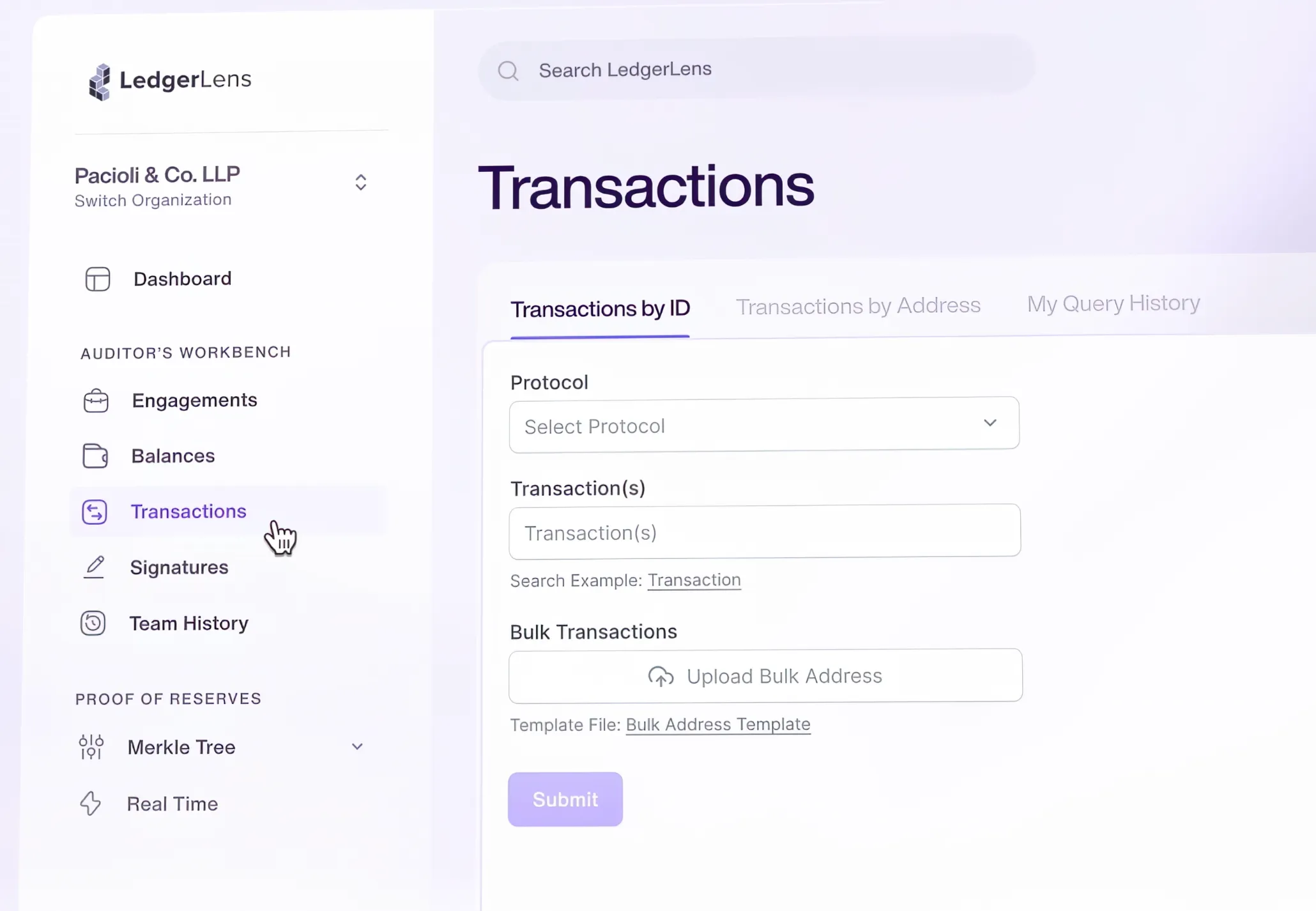 Transaction Testing Dashboard Interface